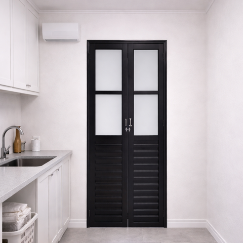 Porta Camarão Alumínio Preto com Vidro 210x90 Lado Direito
