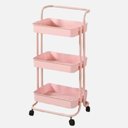 Ver imagem 2 de Carrinho Auxiliar Studio Lash Design Salao Estetica 3 Prateleiras Multiuso com Rodinhas e Alça Rose