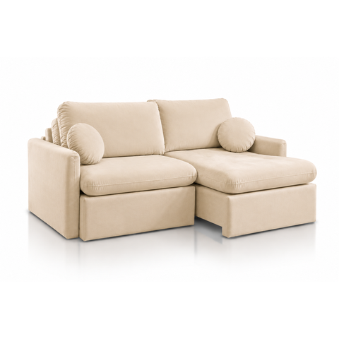 Sofá Amalfi Retrátil e Reclinável com Molas Ensacadas, PILLOW18CM e Função Cama:Veludo Bege/2.60