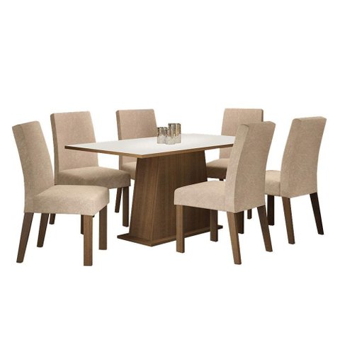 Conjunto Sala De Jantar Madesa Mesa 6 Cadeiras Rustic/branco