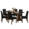 Conjunto Sala de Jantar Mesa Tampo de Vidro 6 Cadeiras Madesa Rustic-preto-oxford - 2