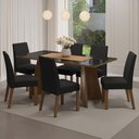 Ver imagem 1 de Conjunto Sala de Jantar Mesa Tampo de Vidro 6 Cadeiras Madesa Rustic-preto-oxford