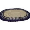 Tapete de Crochê Oval Branco e Azul Artesanal - 4