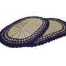 Tapete de Crochê Oval Branco e Azul Artesanal - 5