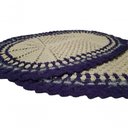 Ver imagem 3 de Tapete de Crochê Oval Branco e Azul Artesanal