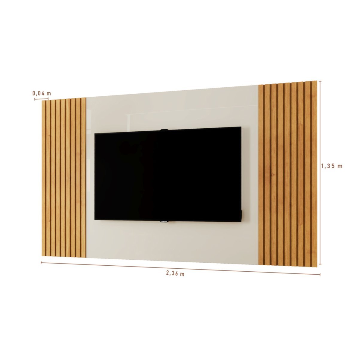 Painel para Tv até 65 Polegadas Piazza com Detalhes Ripados 236cm - Mavaular: Naturalle/off White - 3