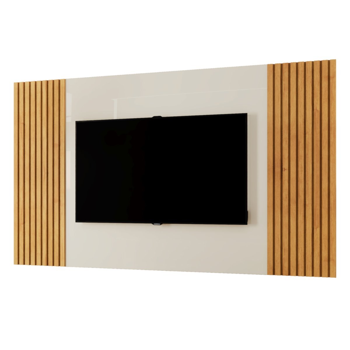 Painel para Tv até 65 Polegadas Piazza com Detalhes Ripados 236cm - Mavaular: Naturalle/off White - 2