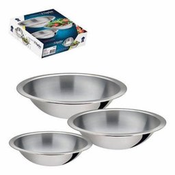 Conjunto Tigela 3 Peças Em Inox Salada Arroz Feijão - 1