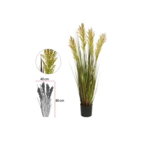 Planta Artificial Folhagem Grass Graos C/pote X4 Verde 90cm