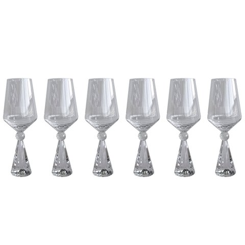Conjunto 6 Taças Diamond de Vidro com Base de Cristal Transparente 595ml Bj0030 Btc