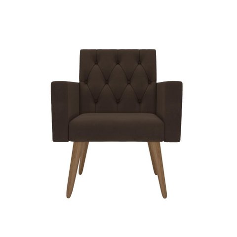 Poltrona Decorativa Capitone Reforçada Confortável para Sala Marrom