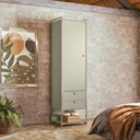 Ver imagem 2 de Closet Industrial Solteiro Armario com Cabideiro + 2 Gavetas Olivar - Off White