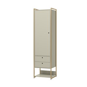 Closet Industrial Solteiro Armario com Cabideiro + 2 Gavetas Olivar - Off White