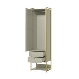 Closet Industrial Solteiro Armario com Cabideiro + 2 Gavetas Olivar - Off White - 3