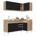 Ver imagem 1 de Armário de Cozinha Modulado de Canto Esquerdo 4 Peças Cp47 Balcão com Tampo Castanho/preto - Lumil L