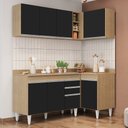 Ver imagem 2 de Armário de Cozinha Modulado de Canto Esquerdo 4 Peças Cp47 Balcão com Tampo Castanho/preto - Lumil L