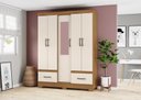 Ver imagem 3 de Guarda Roupa 5 Portas 2 Gavetas Nature/off White - Briz