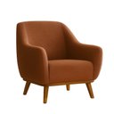 Ver imagem 3 de Poltrona Dekorien Paloma Linho Ferrugem Rústico Sala Base Madeira