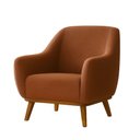 Ver imagem 2 de Poltrona Dekorien Paloma Linho Ferrugem Rústico Sala Base Madeira