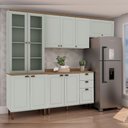 Ver imagem 1 de Cozinha Modulada Cristal 280 Cm Conjunto Provençal Completo Cor:mint com Ébano