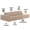 Ver imagem 4 de Sofá Ilha Modular para Sala 312cm com Puff Dublin K01 Veludo Bege - Lyam Decor