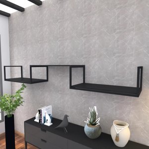 Prateleira Industrial Suspensa Estante Parede Nicho Preta Cozinha Escritorio Sala Quarto Infantil