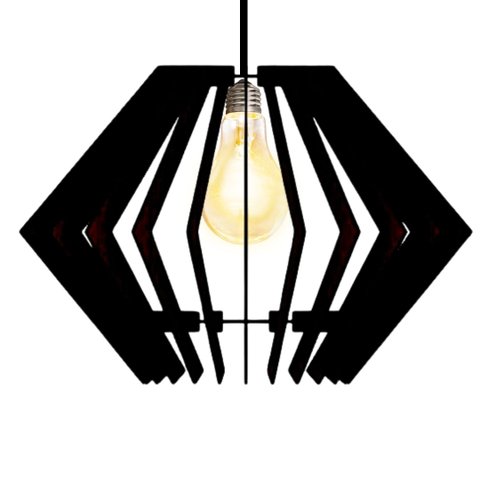 Luminária Teto tipo Pendente DIAMANTE MDF Completa -:Preta