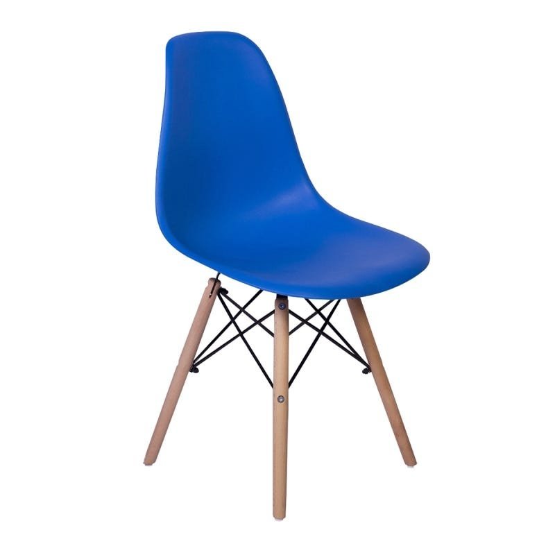 Kit 6 Cadeiras Charles Eames Eiffel Wood Base Madeira - Azul - 2