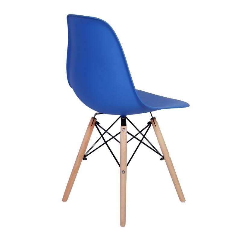 Kit 6 Cadeiras Charles Eames Eiffel Wood Base Madeira - Azul - 3