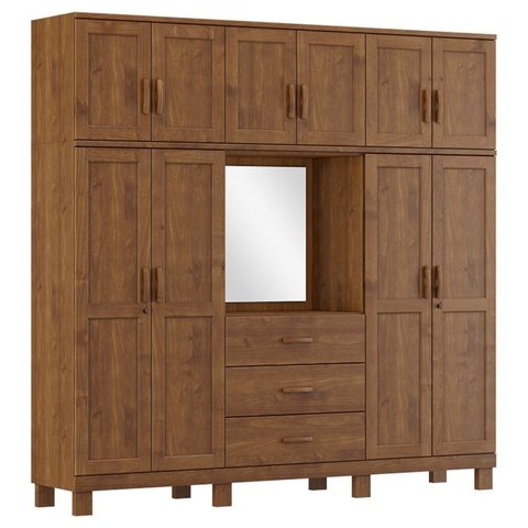Guarda Roupa 10p 3g Capela Espelho 225 Cm 1288 Castanho Milani Store