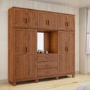 Ver imagem 6 de Guarda Roupa 10p 3g Capela Espelho 225 Cm 1288 Castanho Milani Store