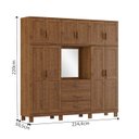 Ver imagem 3 de Guarda Roupa 10p 3g Capela Espelho 225 Cm 1288 Castanho Milani Store