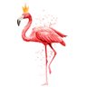 Placa quadro decorativo A3 - 30 x 42 pássaro flamingo rosa bonito usando uma coroa em um fundo branc - 1