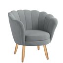 Ver imagem 1 de Poltrona Decorativa Pétala Veludo Cinza Claro Pés Palito