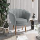 Ver imagem 2 de Poltrona Decorativa Pétala Veludo Cinza Claro Pés Palito