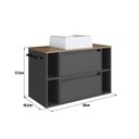 Ver imagem 3 de Gabinete de Banheiro Suspenso 80cm com 4 Nichos 1toalheiro 1porta e 1gaveta Bh8010 Mel/grafite com