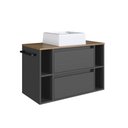 Ver imagem 2 de Gabinete de Banheiro Suspenso 80cm com 4 Nichos 1toalheiro 1porta e 1gaveta Bh8010 Mel/grafite com