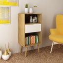 Ver imagem 1 de Estante Baixa 45cm 1 Gaveta 2 Nichos E1715 Tecno Mobili - Natural/off White