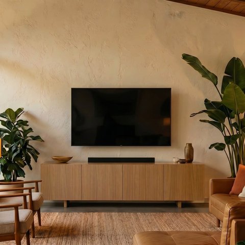 Rack para TV até 75 Polegadas 210x51cm Aruá CabeCasa MadeiraOriginals Marrom Jatobá