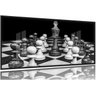 Quadro Jogo De Xadrez O Rei Arte Preto E Branco Mosaico 130x60 Moldura Preta 2x2 - 1