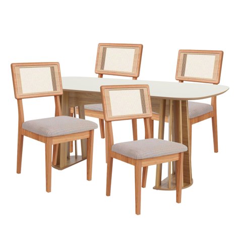 Conjunto de Jantar Mesa 4 Cadeiras Mdf