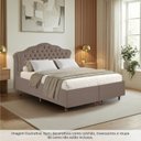Ver imagem 2 de Kit Cama Box Queen + Cabeceira Estofada em Madeira Maciça Curva Provençal com Capitonê Marrom