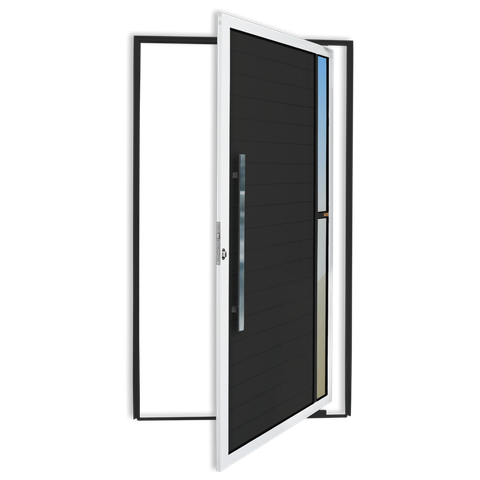 Porta Pivotante Alumínio Lambril Visione c/Puxador e.Mix Preto 100 Brimak