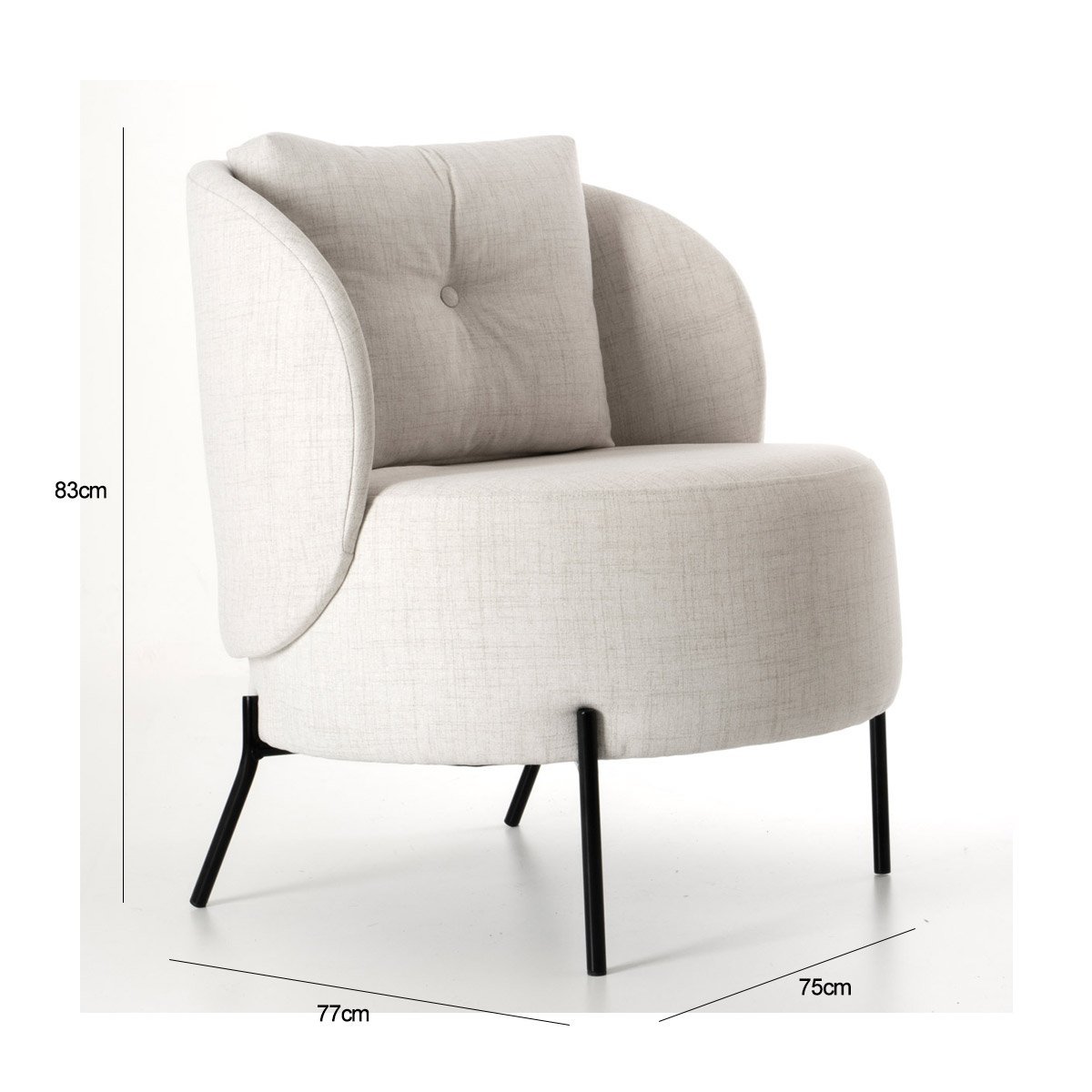 Poltrona Sofá Decorativo Varsóvia Tecido Linho com Almofada Solta Pés Aço Preto Epóxi Poltronas do S - 3