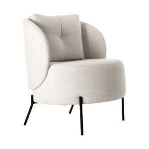 Poltrona Sofá Decorativo Varsóvia Tecido Linho com Almofada Solta Pés Aço Preto Epóxi Poltronas do S