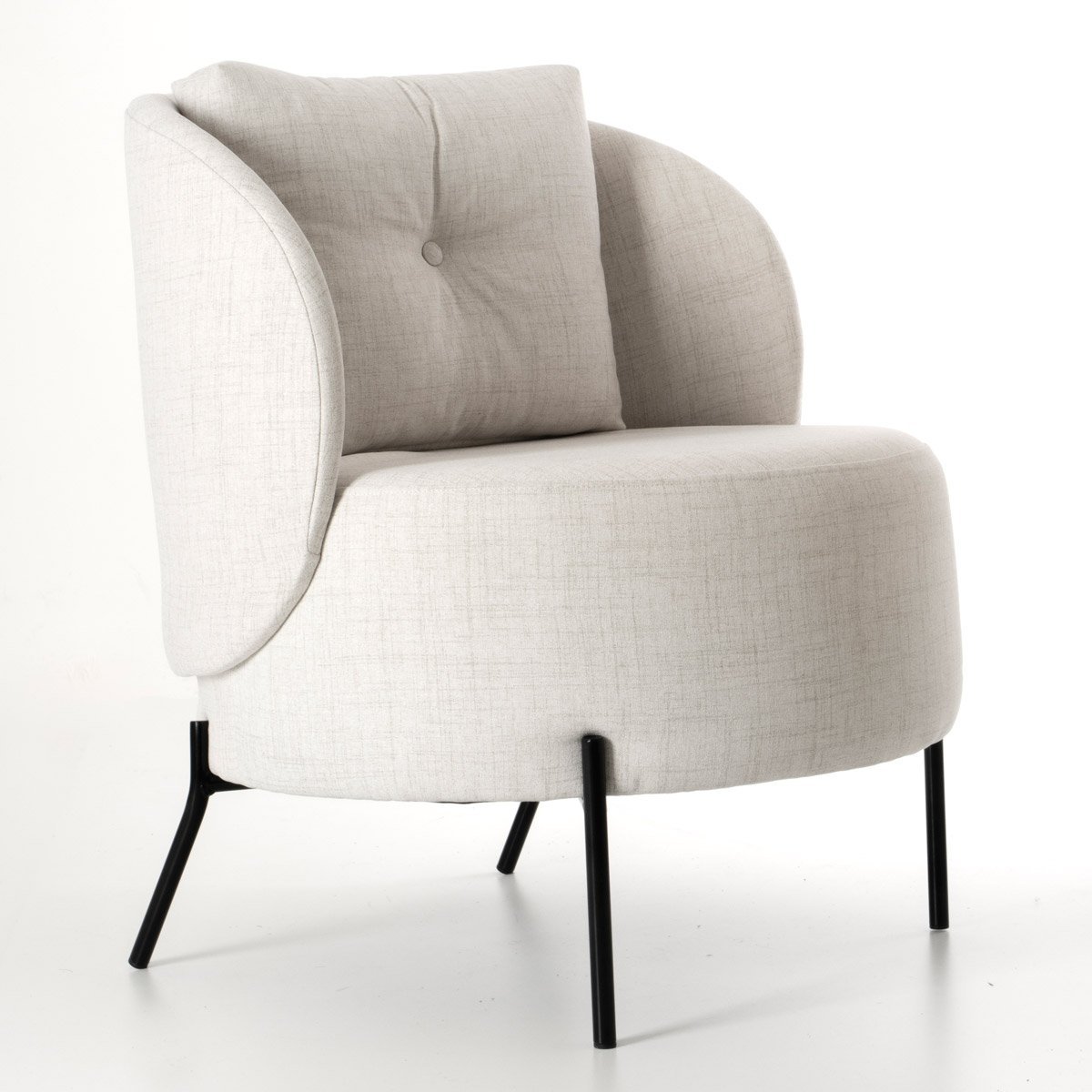 Poltrona Sofá Decorativo Varsóvia Tecido Linho com Almofada Solta Pés Aço Preto Epóxi Poltronas do S - 4