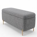 Ver imagem 1 de Puff Baú Bella 90cm Pés Alumínio Dourado Linho Nobre Cinza - Sallar Home