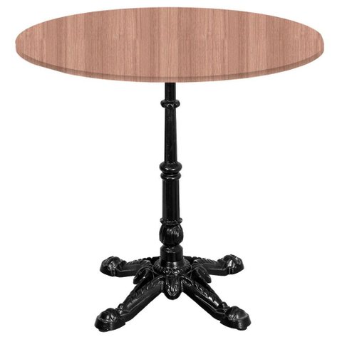 Base de Mesa Apus em Ferro Preto 75 Cm (alt) Tampo Mdp Redondo Noce Nat 70cm (larg) X 2,5 Cm (alt)