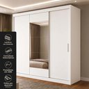 Ver imagem 3 de Guarda-Roupa 100% MDF 3 Portas de Correr 4 Gavetas com Espelho 193x213x55cm Branco