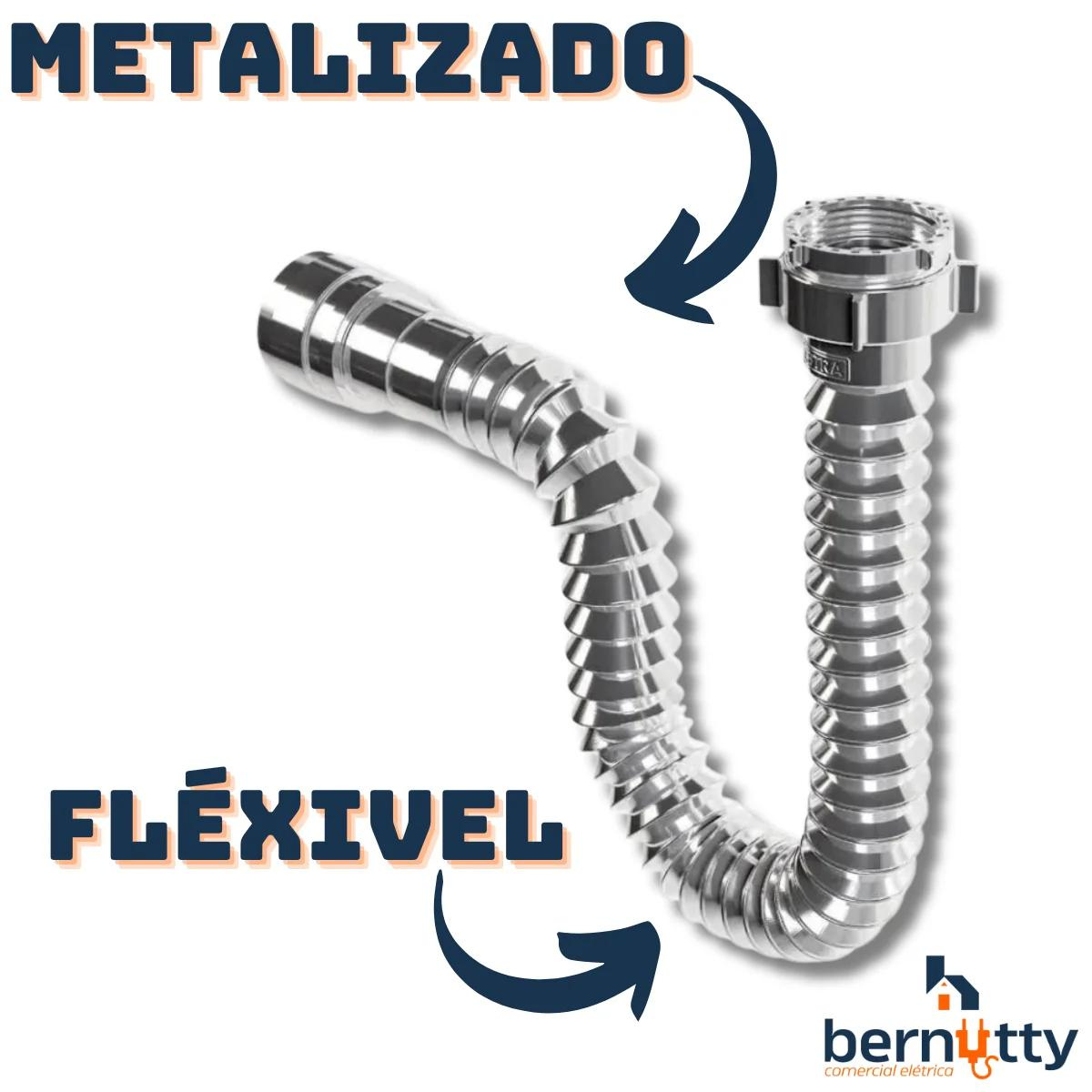 Sifão Sanfonado Extensivo Flexível Universal Metalizado Cromado - Pia Cuba Banheiro Cozinha - 4